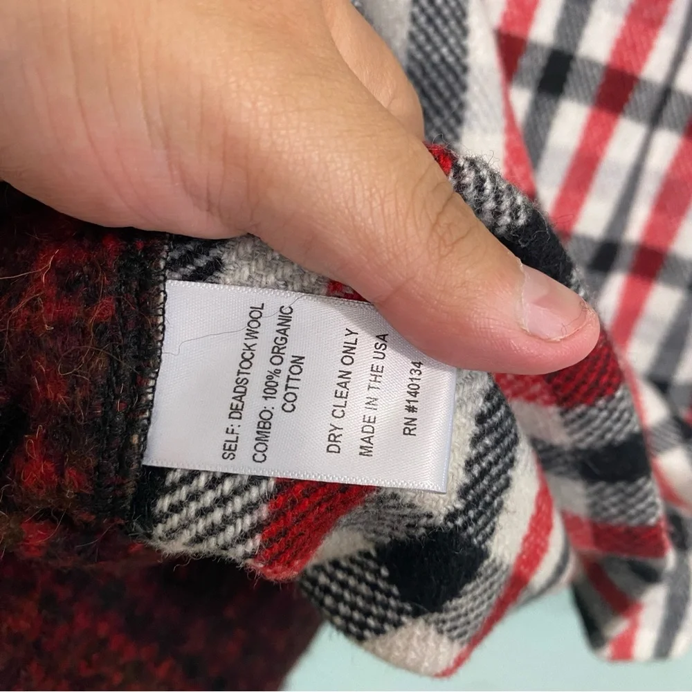Carleen Admore Plaid Wool Jacket Patchwork XL Shacket‎